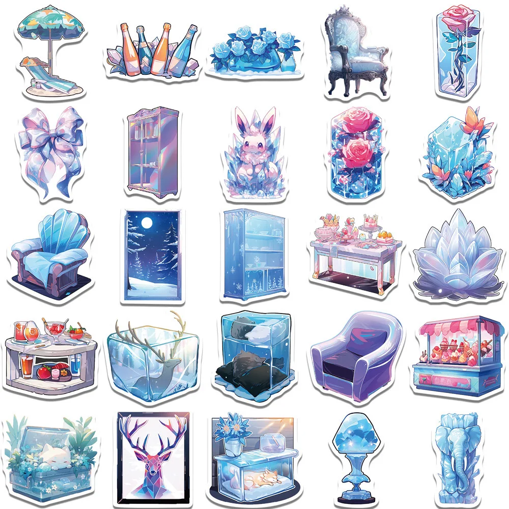 10/50PCS INS Style Cute Winter Ice World Stickers Aesthetic Decals DIY Laptop Luggage Phone Decoration Graffiti Sticker Toy