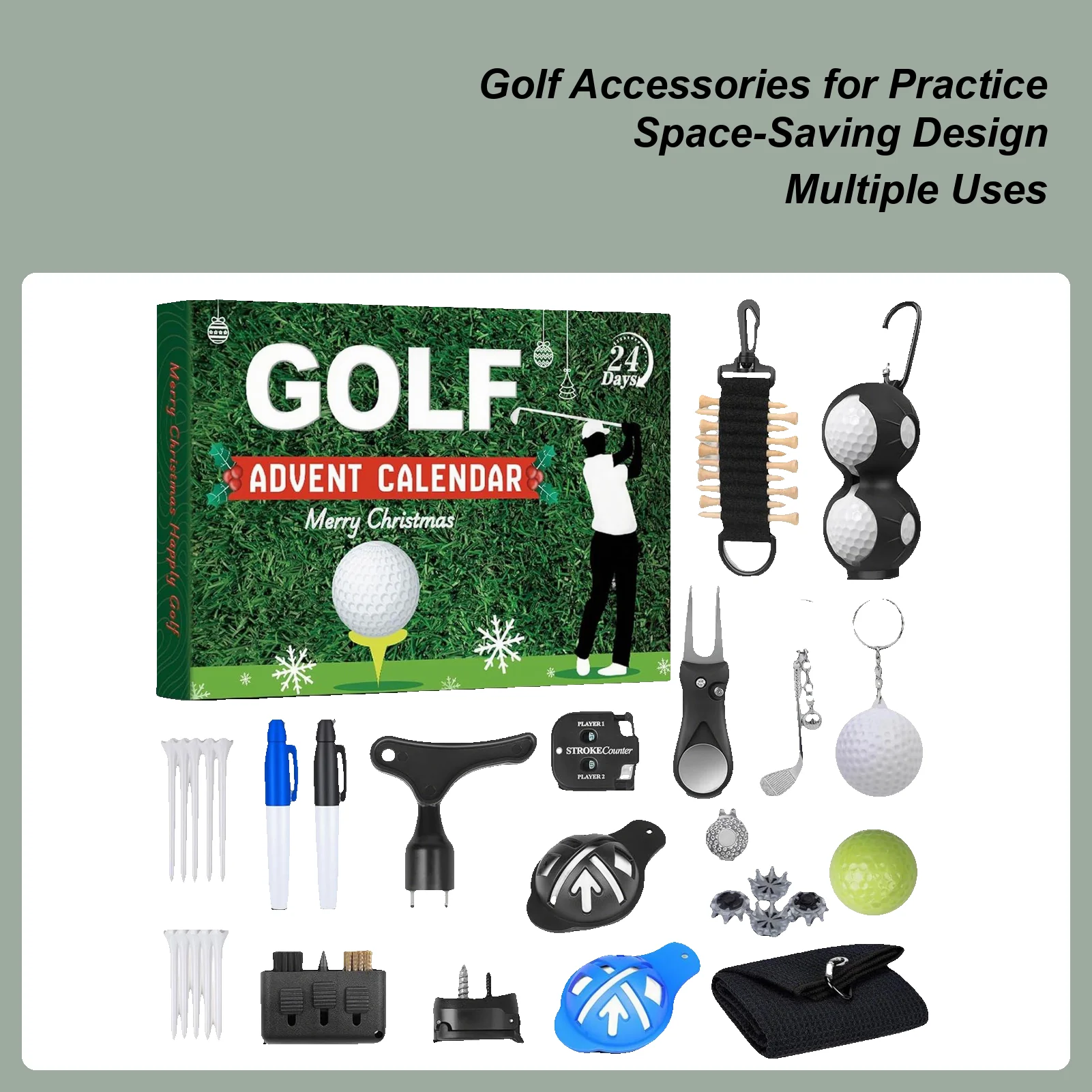 

Golf Advent Calendar 2025 for Men Teen Boy 24-Day Christmas Count-down Calendar Holiday Gift Featuring Golf Balls Tees Ball Mark