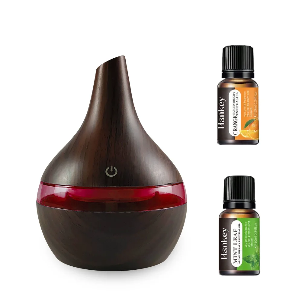 

Diffuser For Home 300ml Wood Grain USB Humidifier Aroma Diffuser Cool Mist Quiet Operation Includes 2 Essential Oils