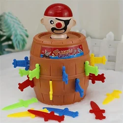 Pirate Barrel Game Interactive Pop-Up Pirate Toy Bucket with Swords Puzzle Action Game for Family Kids Tabletop Entertainment
