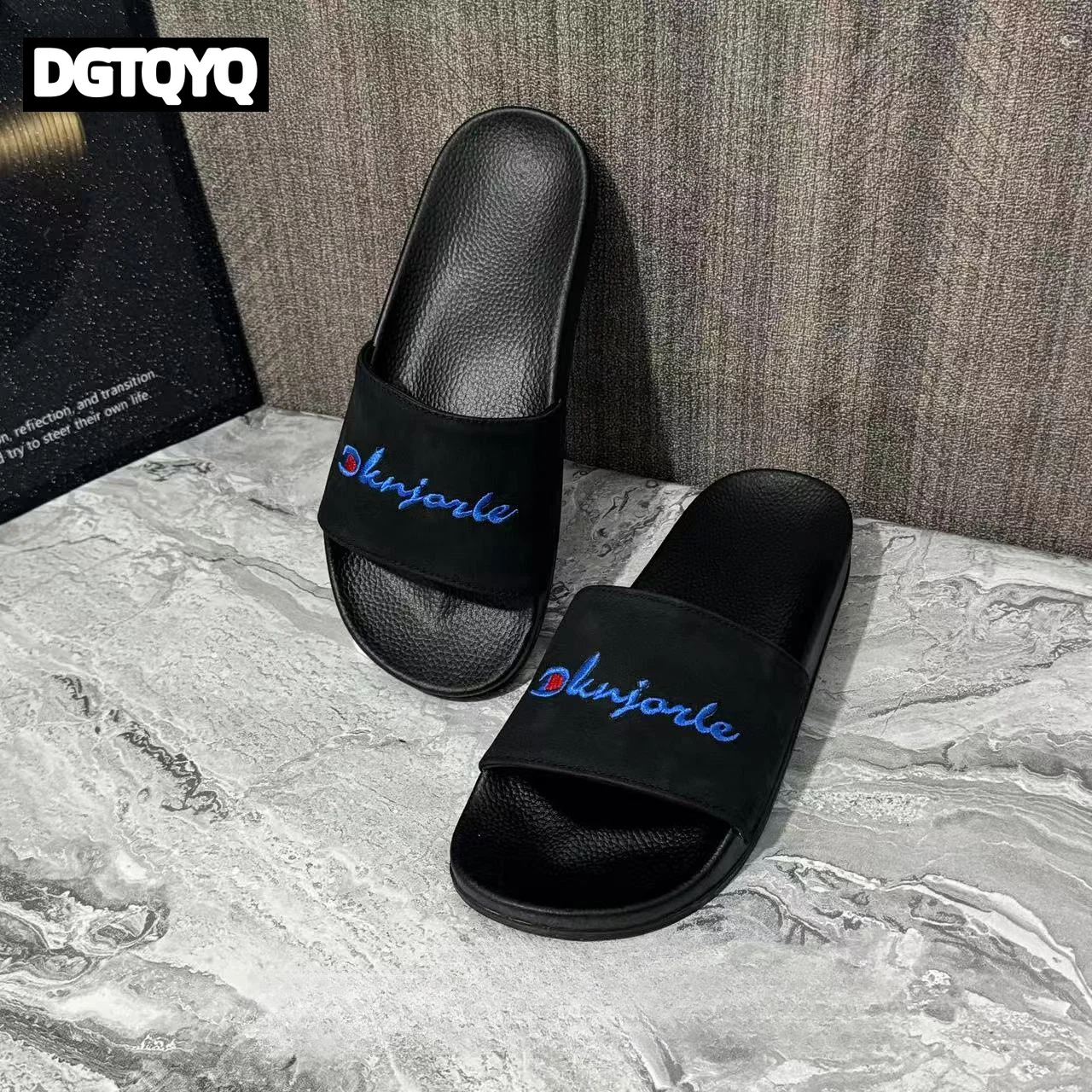 Summer Men Slippers 2026 New Embroidery Men's Summer High Casual Sandals for Couples, Non Slip Thick Soled Slippers