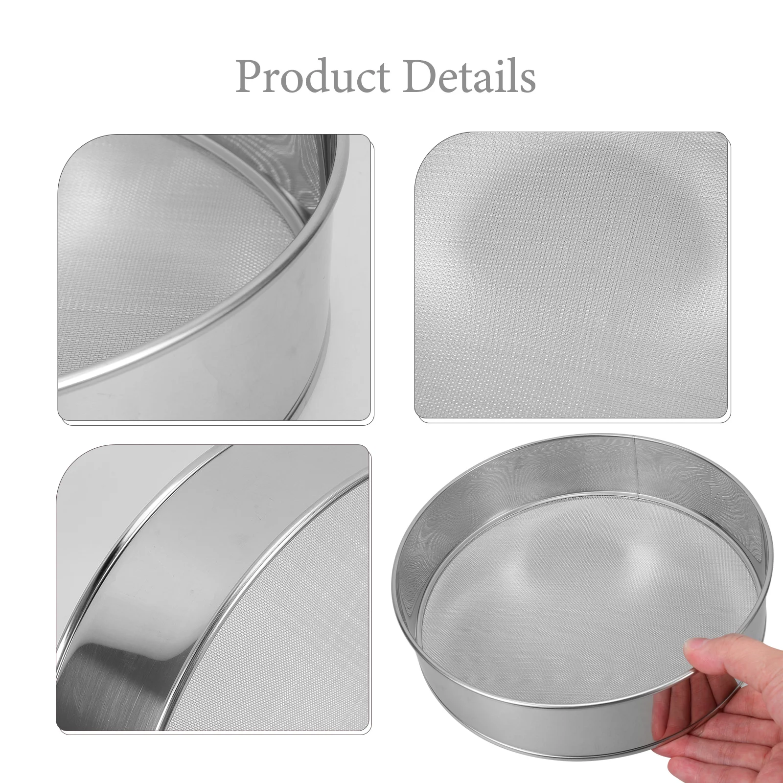 

2pcs Stainless Steel Sifter For Baking Fine Mesh Manual Powder Sieve Sugar Strainer Portable Drum Sieve For Flour Sugar Sifting