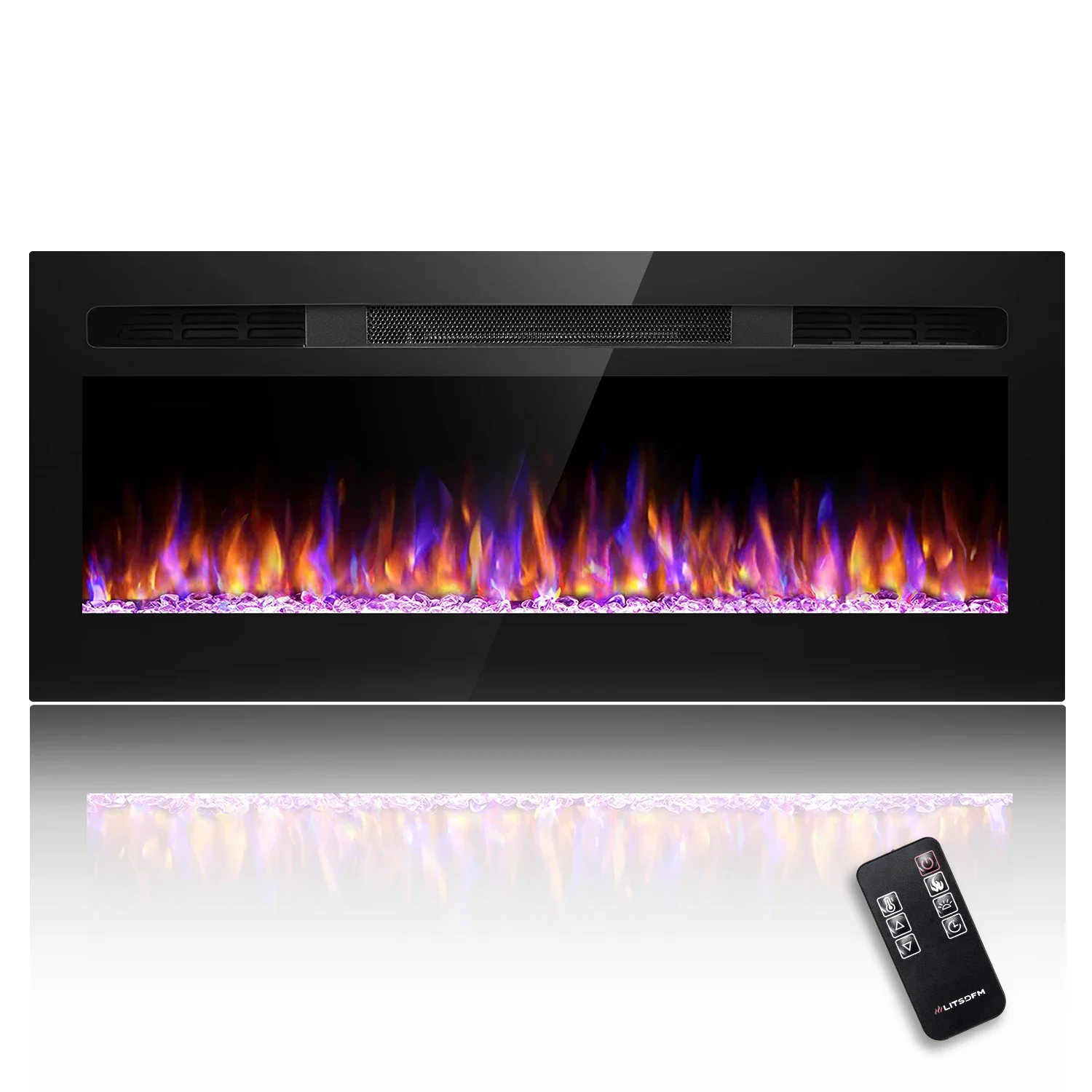 1500W Electric Fireplaces For Living Room Wood Decorative 3d Flame Indoor Recessed Wall Mounted Home Heater With Remote Control