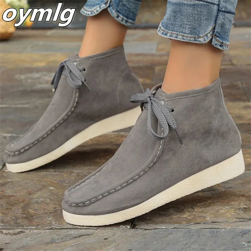 2024 new casual and fashionable single shoe with round toe thick sole increased height lace up comfortable shoes women shoes