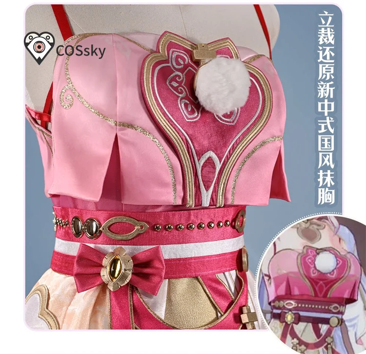 

Game Honkai Impact 3 Elysia Cosplay Costume Elysia Sweet Dress Halloween Carnival New Chinese style Hanfu headwear dress