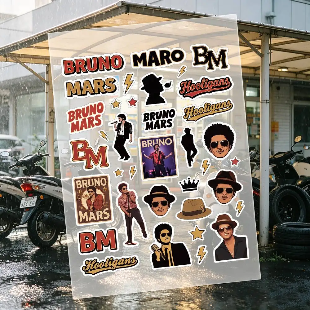 Autocollants de chanteurs populaires B-Bruno Mars, autocollants pour ordinateur portable, autocollants muraux, autocollants faciles à décoller