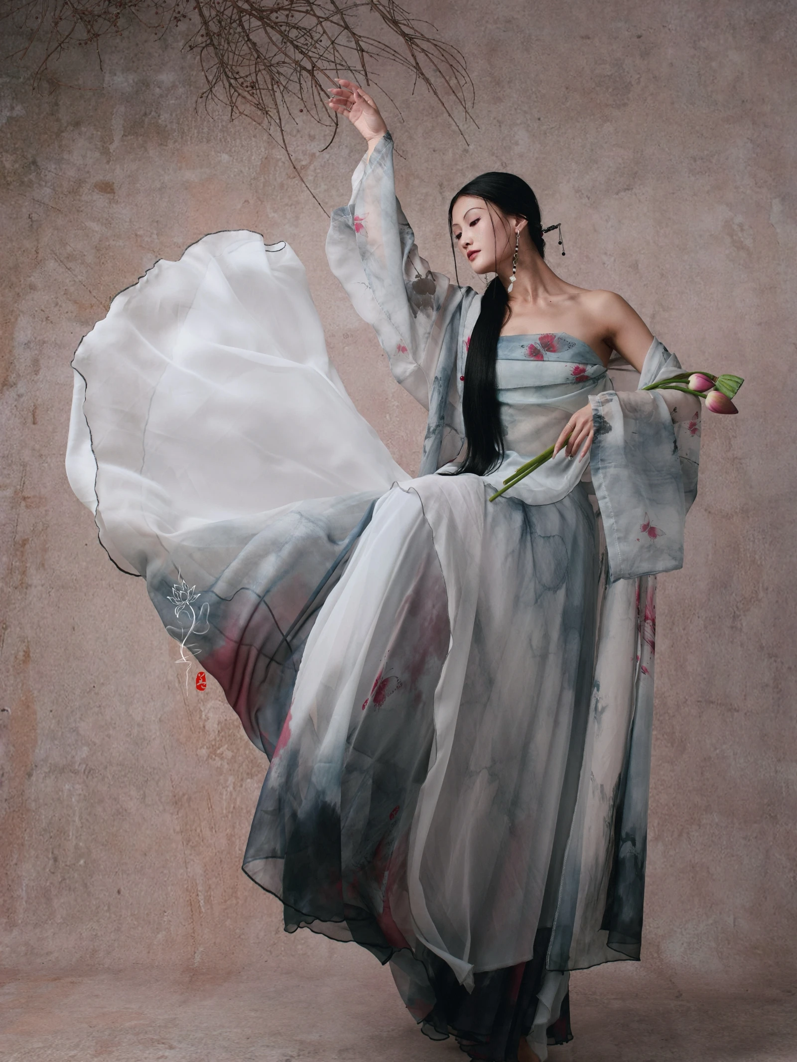 WYZ Cover【Moke】National Style Jazz Folk Dance Costume Tulle Skirt Elegant Atmosphere Large Swing Skirt Stage Performance