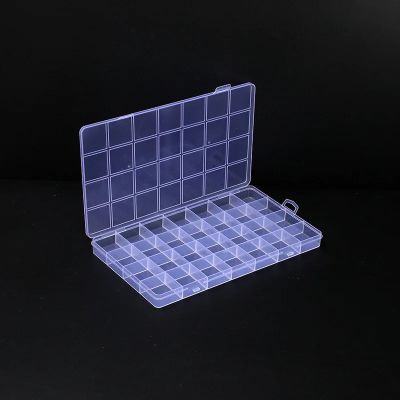 1 PC/28 Fixed Grids Storage Box Transparent Plastic Portable Box, DIY Beads Rings Earrings Necklace Jewelry Packaging Organizer