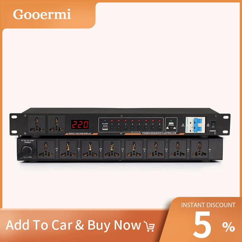 

Gooermi SR338 10 Channel Power Sequencer With Voltage Display Screen Power Switch For Home karaoke KTV