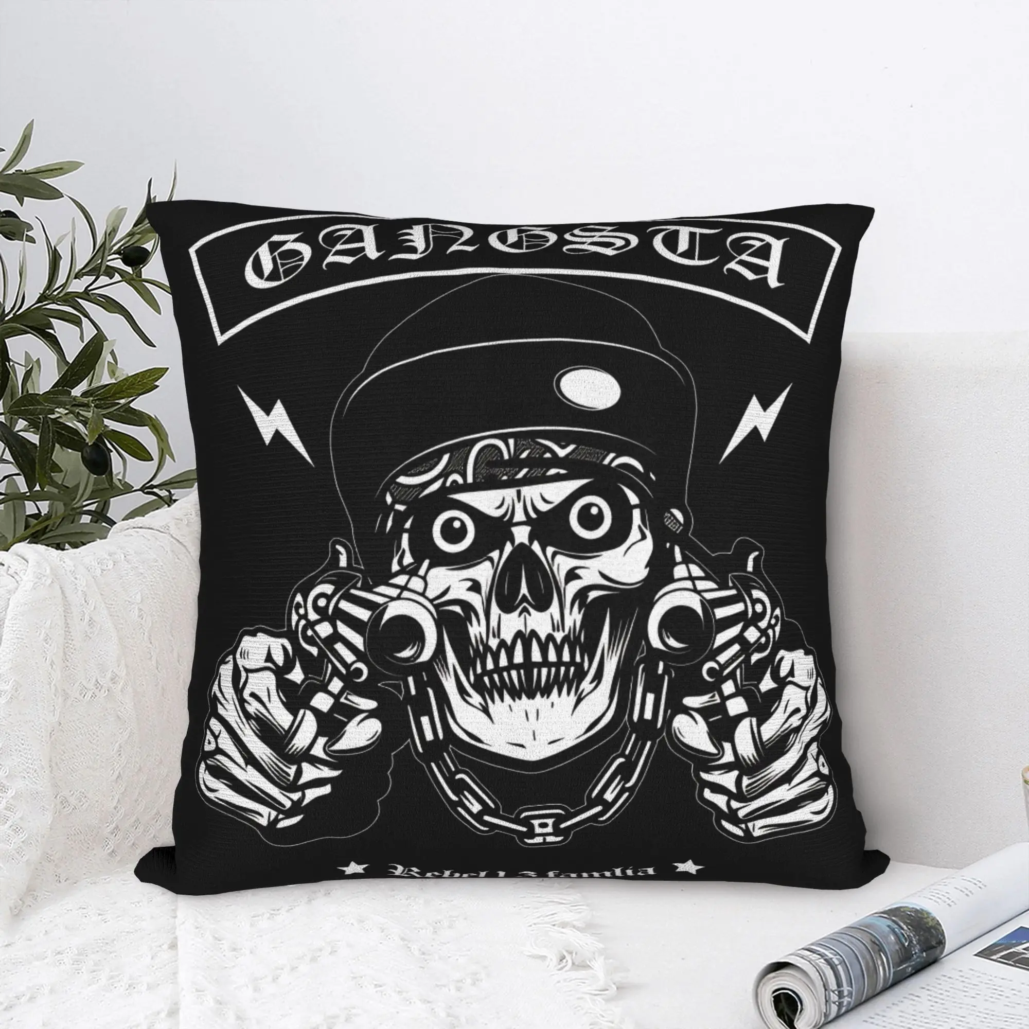 Black Grey Skull Face Día de los Muertos Pillowcases  Funny Pillow Case For Sofa Home Decoration Design Pillow Cover