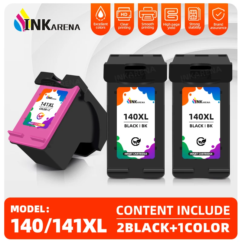 Inkarena Replacement for hp140XL 141XL Ink Cartridge for HP 140 141 HP140 for Photosmart C4583 C4283 C4483 C5283 Printer