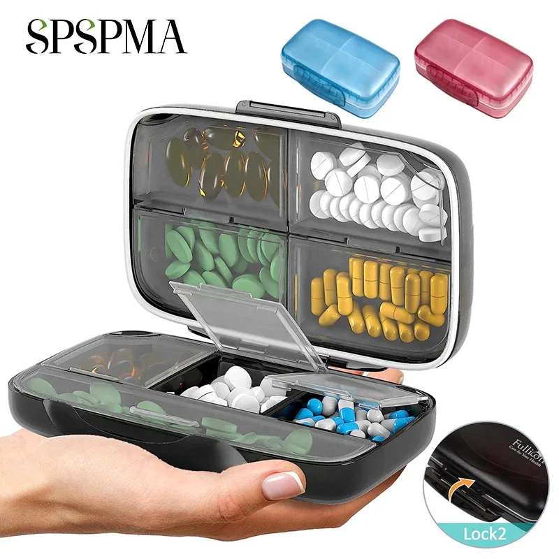 1PCS Travel Pill Organizer, 8 Compartments Portable Pill Case, Daily Pill Box to Hold Vitamins, for Pocket Purse Organizer