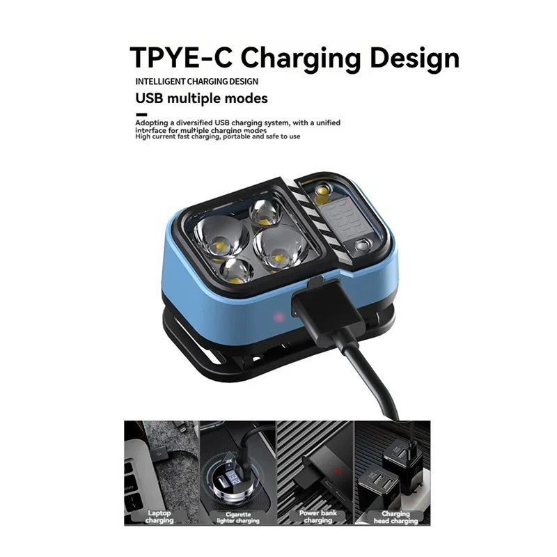 A18E-مصابيح أمامية بمستشعر حركة LED كشافات أمامية قابلة لإعادة الشحن، عصابة رأس قابلة للتعديل للتخييم والجري والمشي