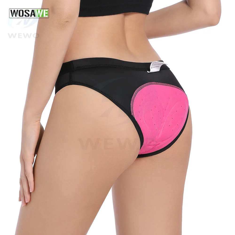 WOSAWE Women Cycling Protective Shorts Gel 3D Padded Road Bicycle Comfortable Underwear Compression Tights Pink Bike Underpant