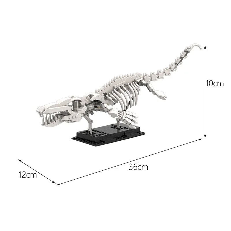 MOC-47070 pomysł Mosasaur szkielet zestaw klocków budowlanych dinozaur Mosasaur skamieniałości Model DIY Puzzle zabawki dla dzieci prezent urodzinowy