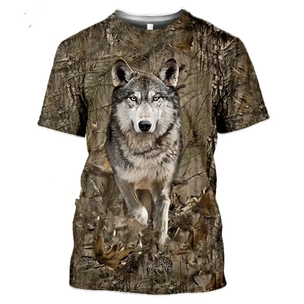 Sommer Casual Herren T-Shirt Mode Outdoor Schnelltrocknend Tarnmuster Jagd Tier Wildschwein 3D Rundhals Kurzarm