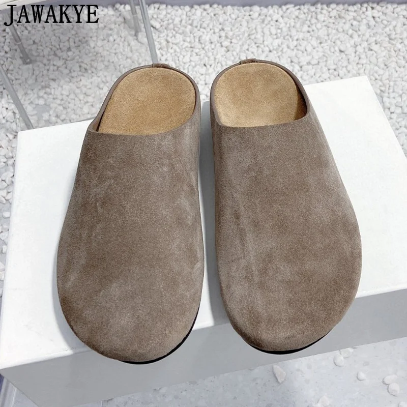 Luxury Brand Flat Half Slippers Women Wrap Toe Suede Flat Mules Slides Summer Causal Vacation Leisure Beach Walking Shoes