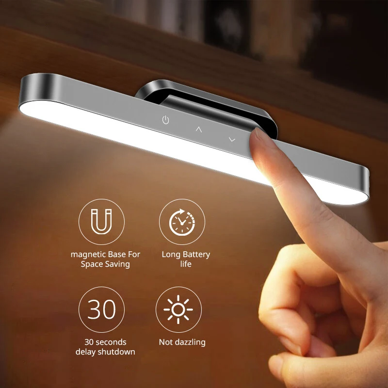 

Night Light Hanging Magnetic LED Table Lamp Stepless Dimming Desk Lamp Rechargeable Cabinet Light For Bedroom Kitchen Protable