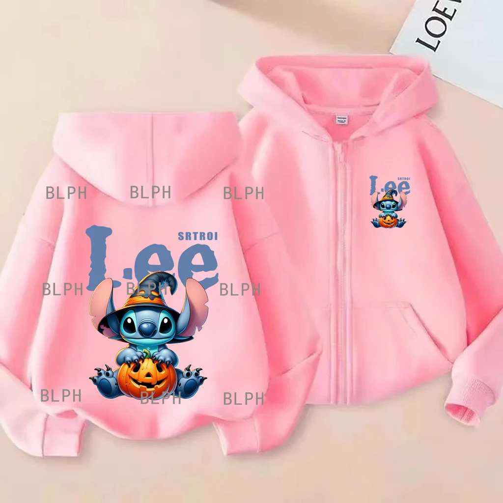

Disney Stitch Co-branded Halloween Parent-child Zipper Hoodie, Which Is Comfortable For Couples In Autumn And Winter