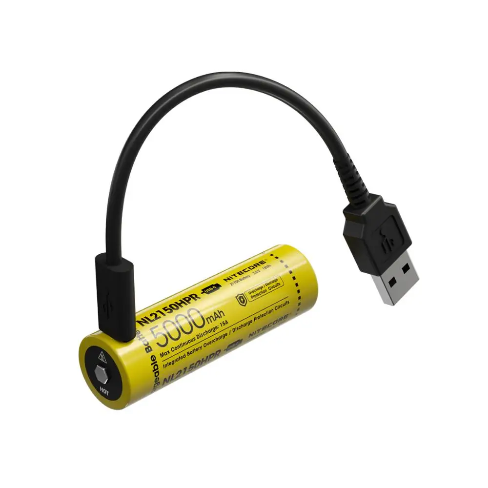 Imagem -03 - Drenagem Li-ion Usb Bateria Recarregável Lanterna 21700 Nl2150hpr Nitecore-nl2150hpr Alta