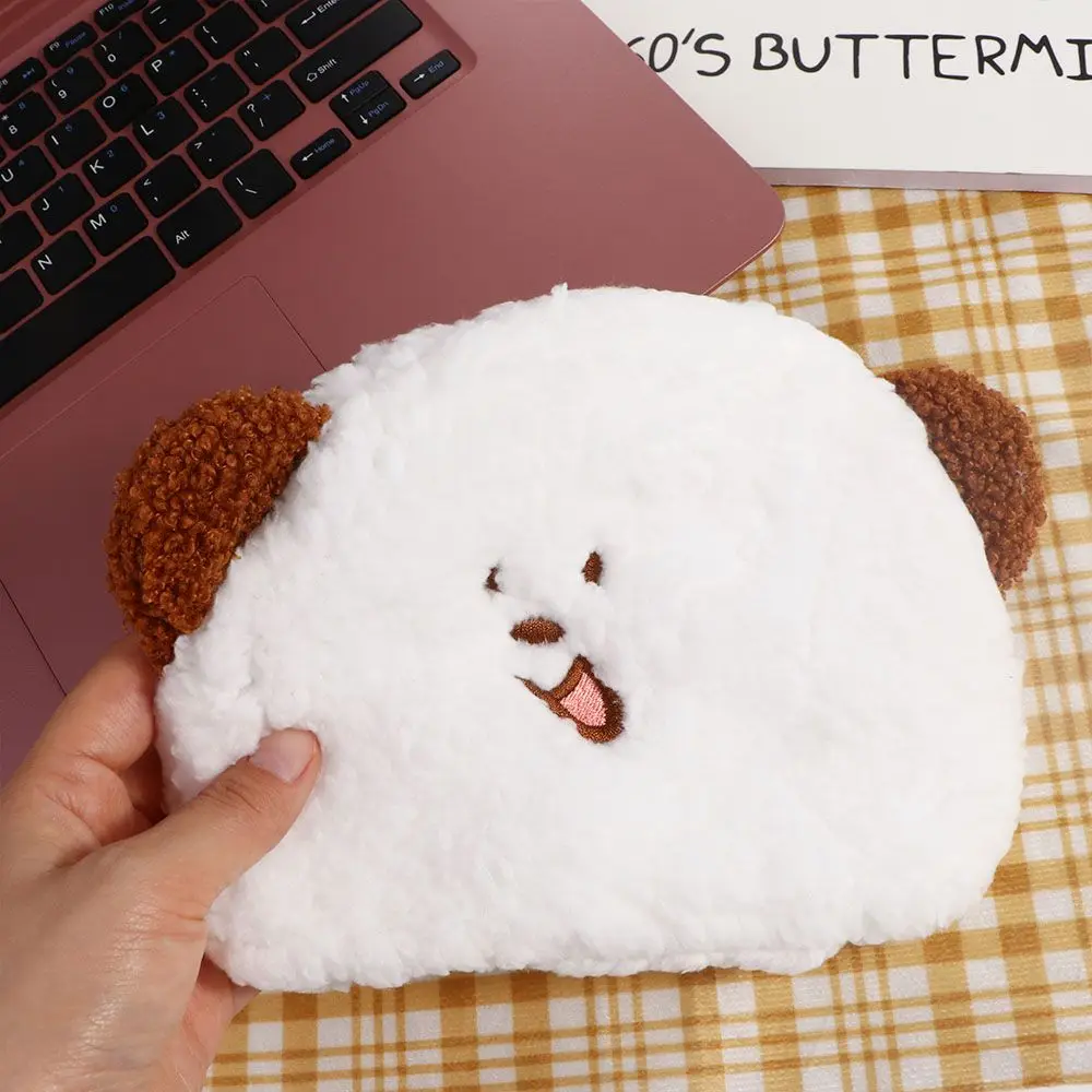 Kawai Coin Bags Ins Cute Little Face Puppy Plush Coin Purse ID Bus Credit Card Document Keys Storage Money Wallet Case