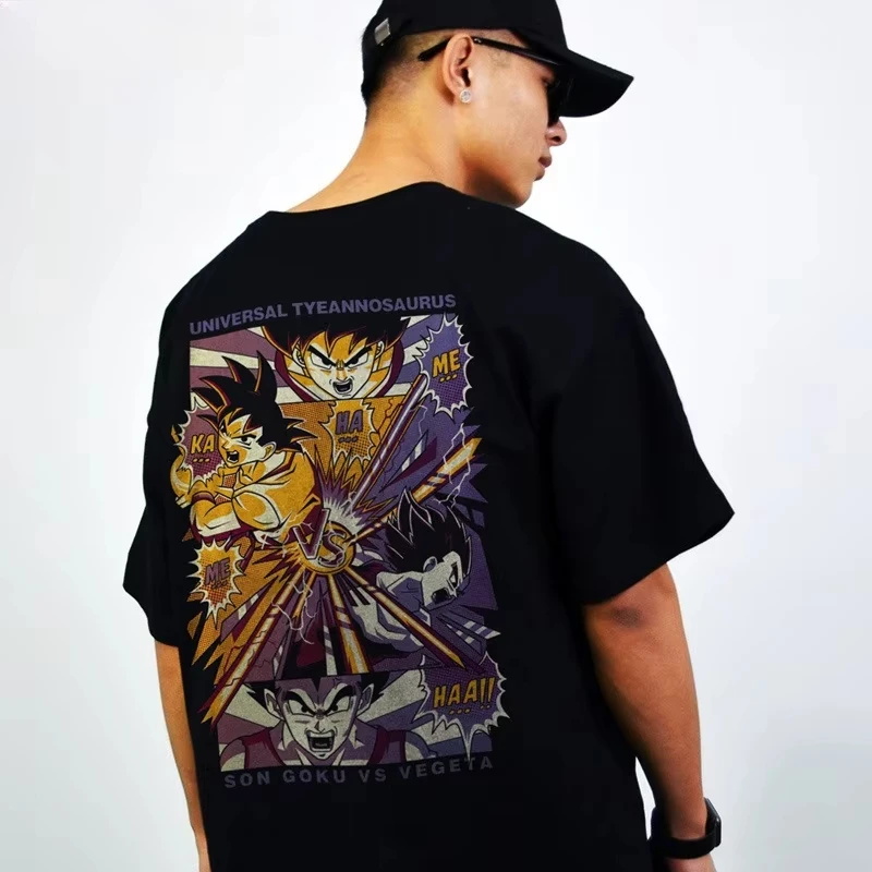 

Japanese Trendy Brand Dragon Ball Super Wukong Vegeta Super Saiyan Short-sleeved T-shirt Men's and Women's Summer Loose Summer