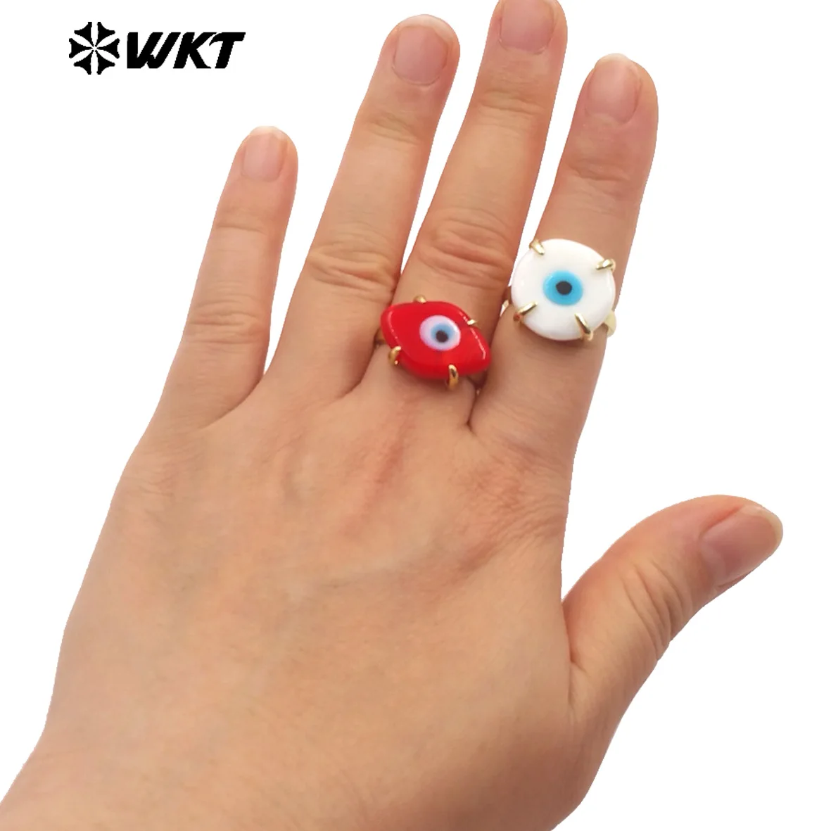 

WT-MPR089 Новое поступление 2024, новинка и красочность, красочные кольца круглой формы с натуральными глазами дьявола для друзей, подарки на день рождения