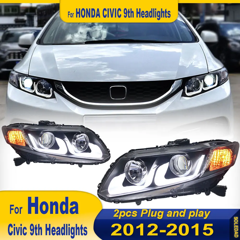 Car Lights for Honda Civic LED Headlight 2012 2013 2014 2015 Civic 9 9.5 Head Lamp Drl Projector Lens Automotive Accessories