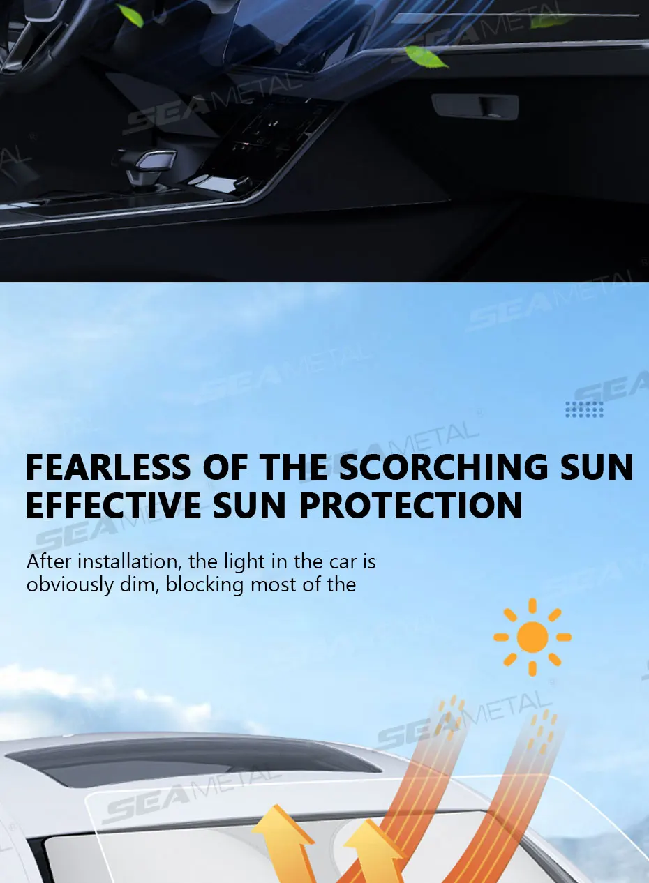 SEAMETAL Faltbare Auto-Windschutzscheiben-Sonnenschutzabdeckung, Sommer-Kühlungs-UV-Reflektionsabdeckung, Sonnenschutz für die vordere Fensterseite, Sonnenschutz – Detail 2