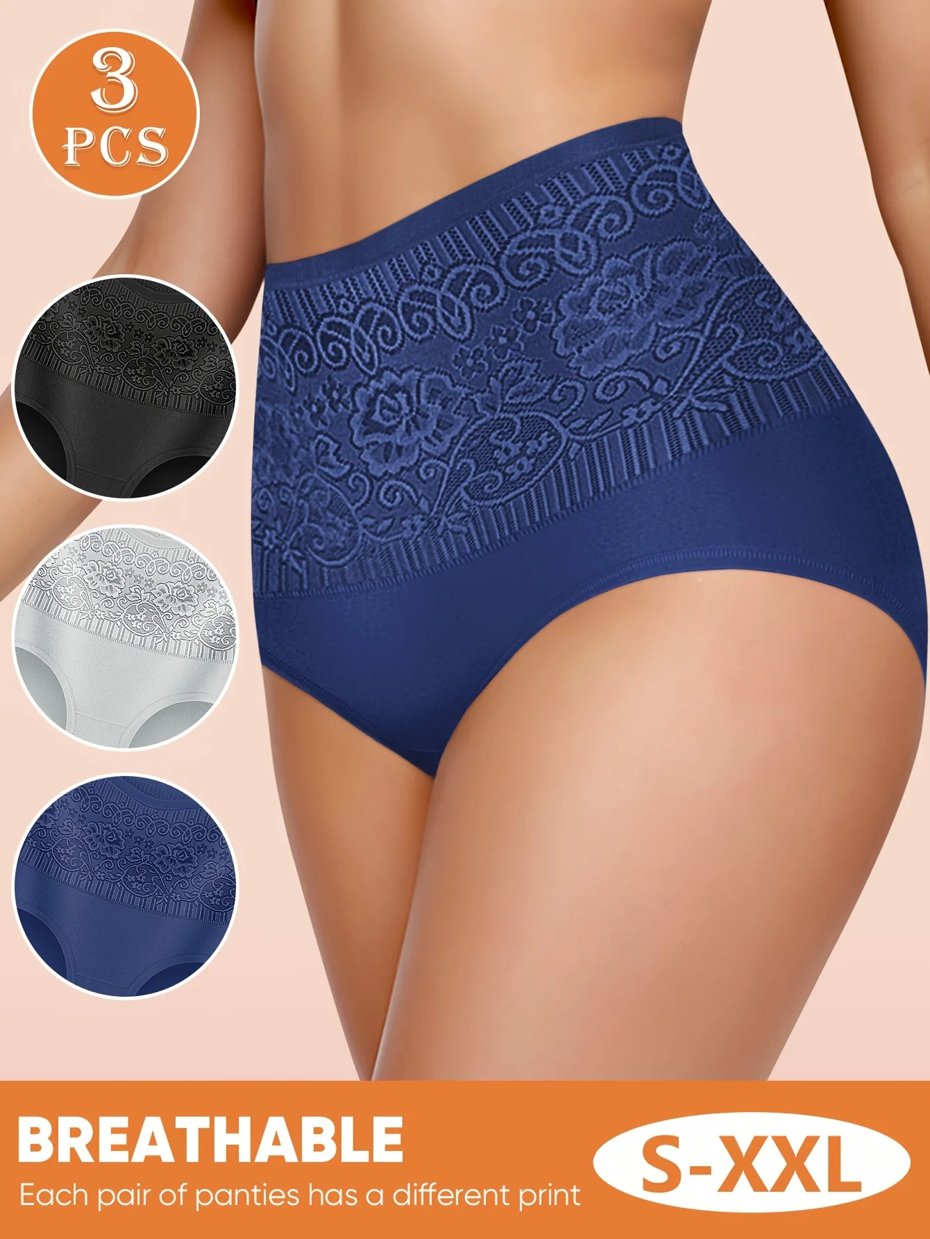 

Женские трусы MIOTAN с высокой талией и контролем живота, 3 шт., элегантный кружевной узор, дышащая смесь, удобное нижнее белье в ассортименте