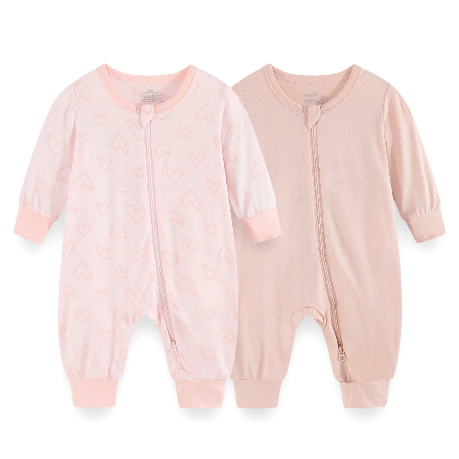 2/3 Stück Baumwolle Baby Mädchen Kleidung Sets Unisex Stram pler 0-24m Neugeborene Baby Kleidung 2-Wege-Reiß verschluss Cartoon Herbst Frühling