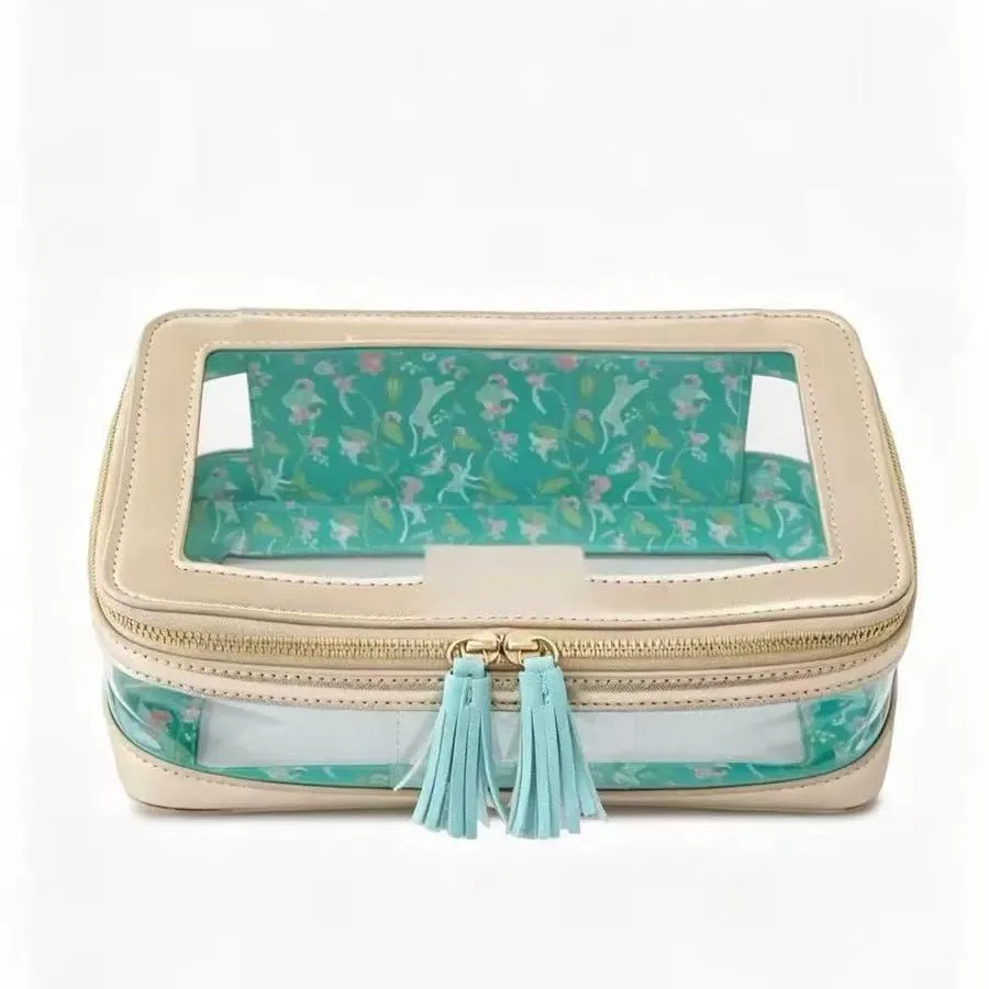 2026 New Model Factory for Best-Selling Luxury Modern Transparent Printed American Mahjong Tile Storage Makeup Bag