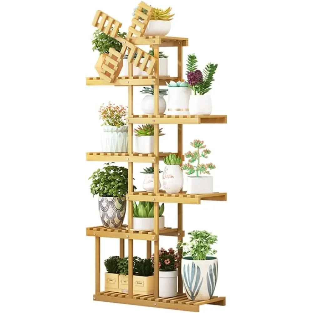 

Indoor Bamboo Plant Stand - 7 Tier Outdoor Tiered Flower Holder & Ladder Plant Rack (Color: A)