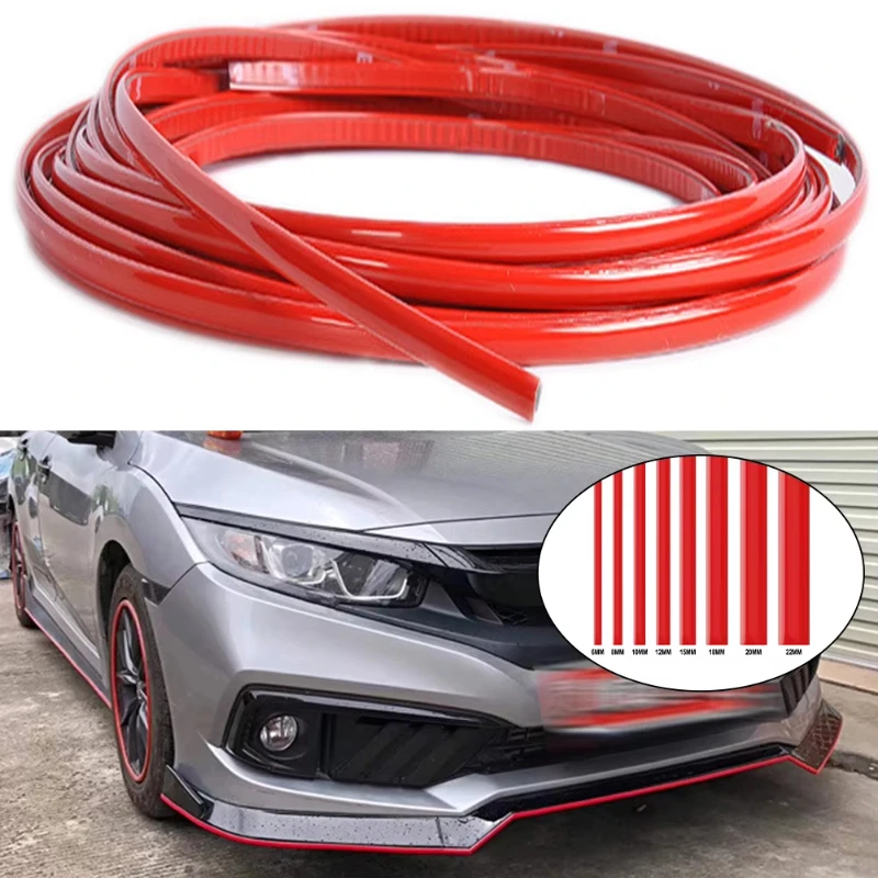 3M / 5M Samoprzylepna czerwona listwa dekoracyjna na zderzak samochodowy DIY, pogrubiony materiał PVC, zapobiega zarysowaniom karoserii, akcesorium do dekoracji samochodu