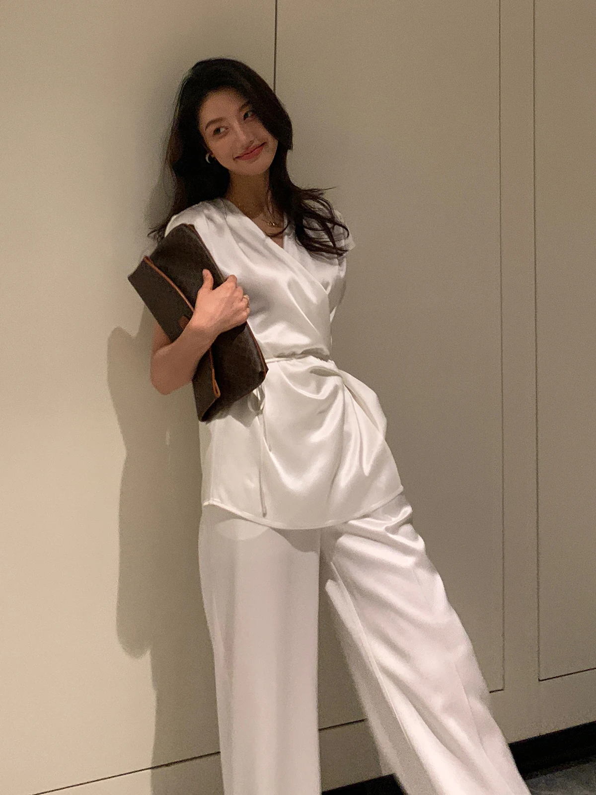 

Garbociaga Dragon Xi Er Luxury Silk Set Y054 immering Paper Figure Elegance Summer Faion Women's Two-Piece Ensemble