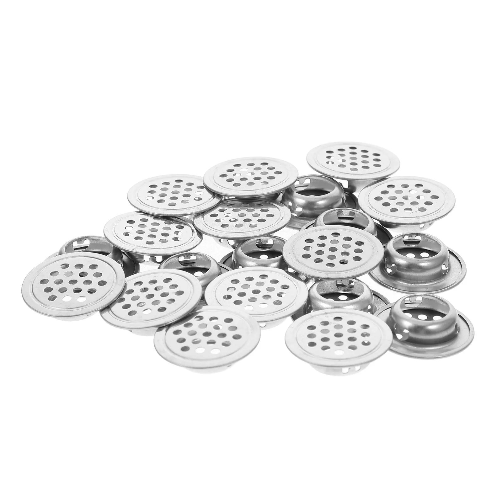 

20pcs Stainless Steel Vent Covers Round Mesh For Shoe Cabinet Heat Dissipation Airflow Holes Under Sink Wall Vents For Home