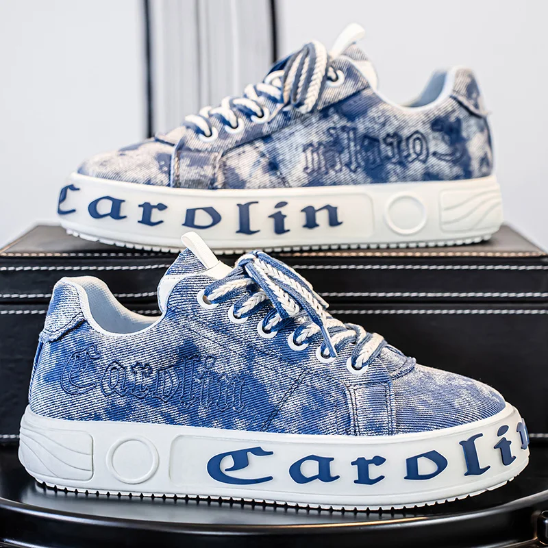 

Sneakers Casual Plus Men Designer Board Shoes Fashion Leather Fabric Breathable Height Increased Platform Shoes