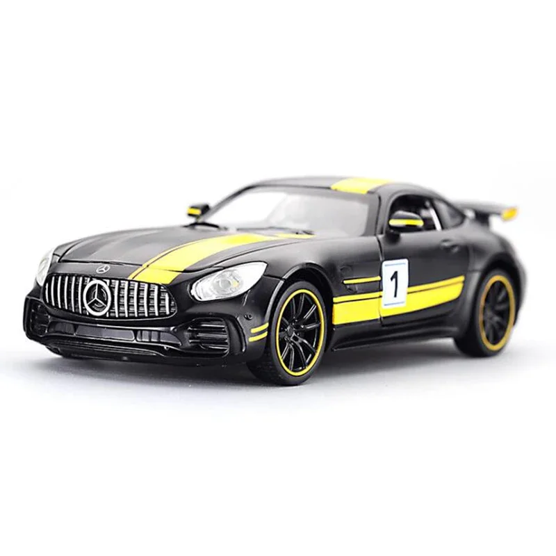 1:32 합금 AMG GT GTR 풀 백 다이캐스트 자동차 모델, 백 투 더 퓨처 미니 자동차 장난감 차량 완구 어린이 F320