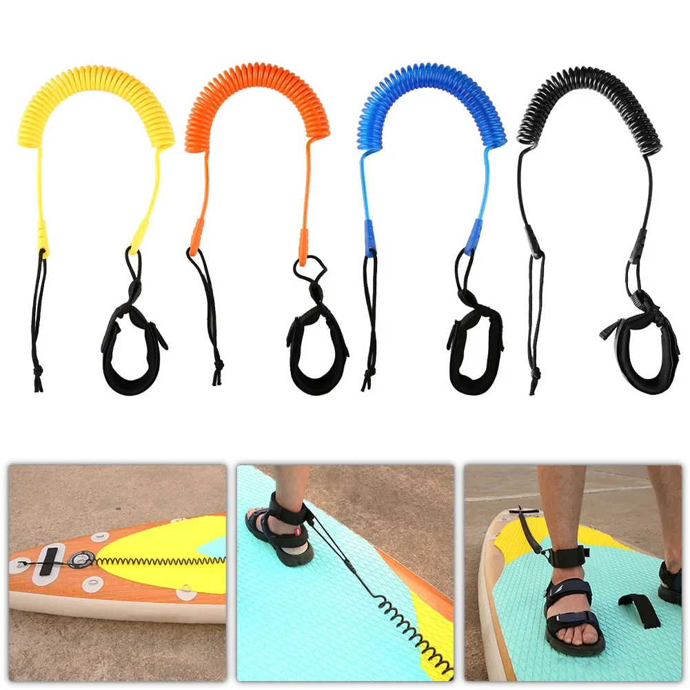 

Paddle Board Safety Leg Hot Sale 10ft Coiled S UP Leash Stand Up Paddle Board Surfboard Leash Legs Rope Foot Leg Accessories