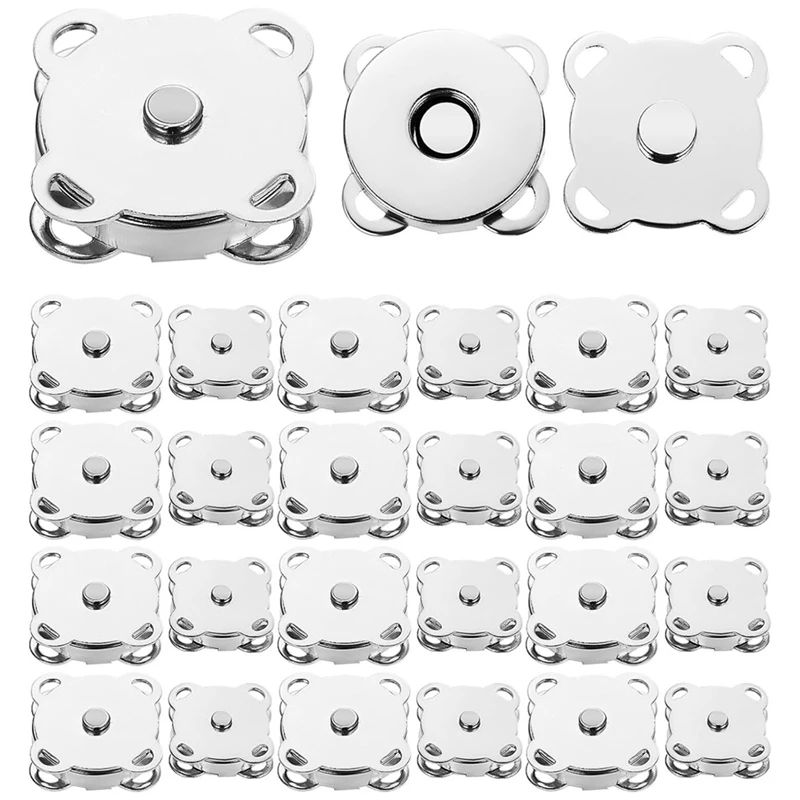 30PCS Magnetic Buttons, 14 Mm/18 Mm Magnetic Buttons For Bags, Silver Metal Magnetic Buttons, Plum Press Studs-A22G