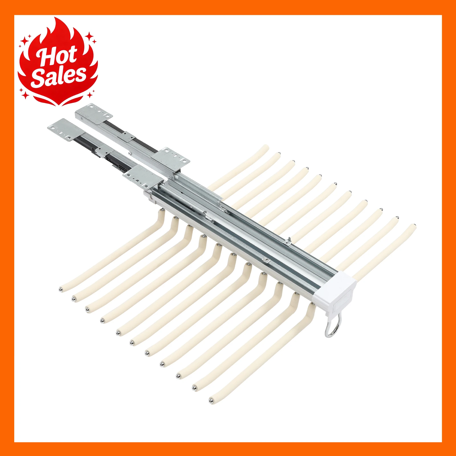 Bymaocar Pants Hangers 22 Rods Double Row Beige 59x46x9.6cm Damping Slide Self Close Auto Retract Aluminum Base Stainless Steel 33Lbs Capacity Noise Reduction Foam Padded Bars Open View Easy Install Closet Storage Organizer
