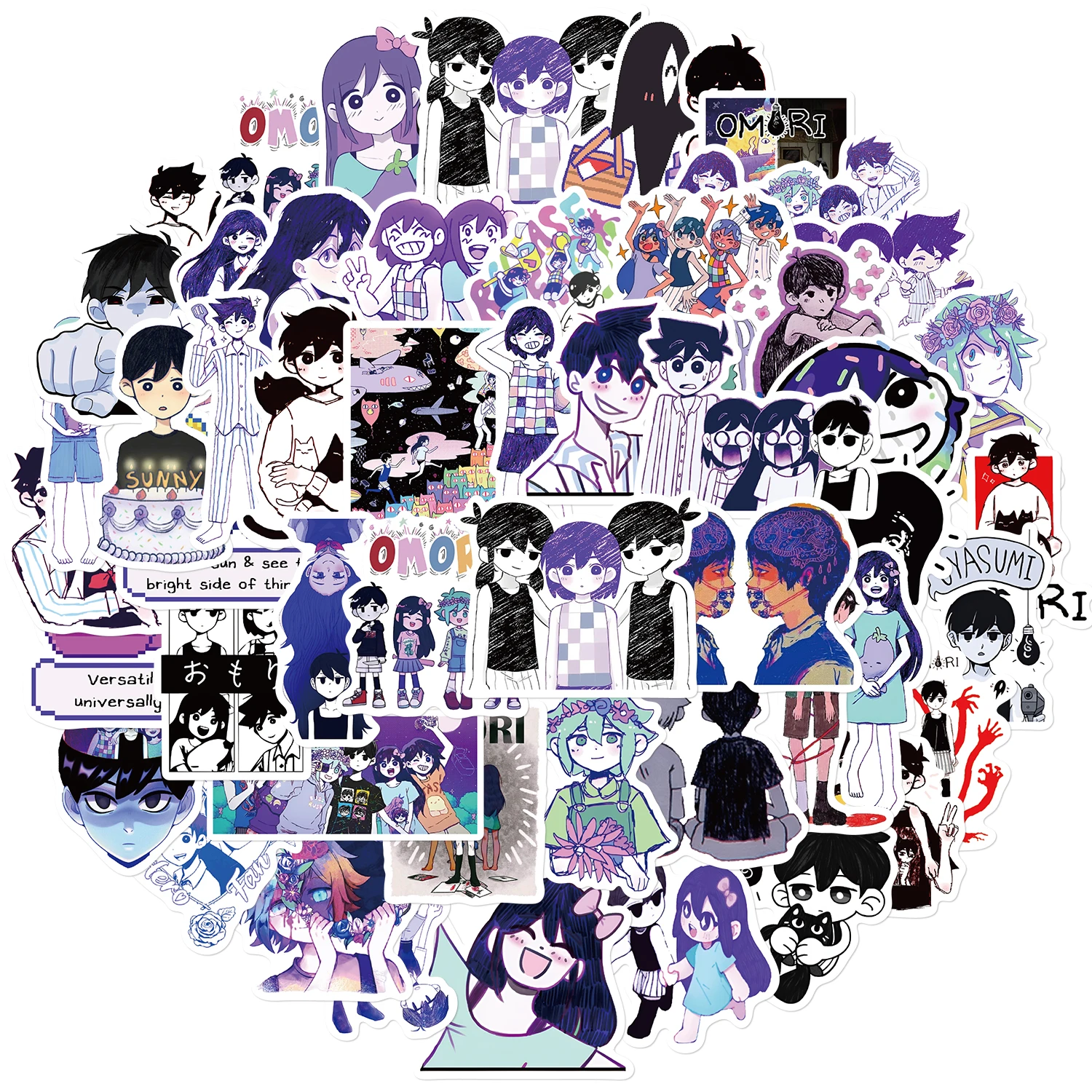 50PCS Omori Sticker Notebook Cartoon Y2K Fashion Guitar Phone Laptop Notebook Car Graffiti Luggage Graffiti Waterproof Decals