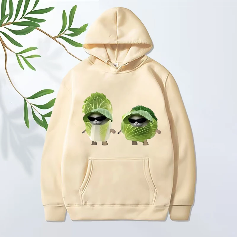 Cool lettuce cats Essential Graphic hoodie 2025 men ’s women funny fashion Long sleeve streetwear print  oversized hoodie unisex