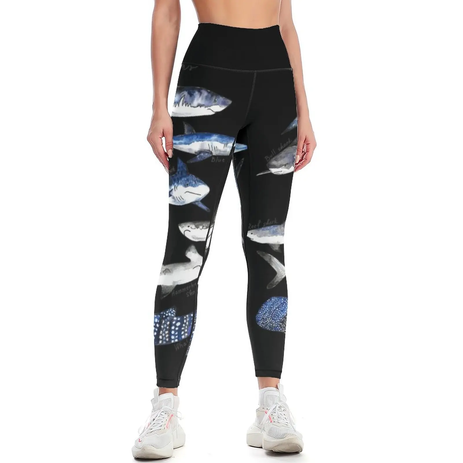 

Sharks Watercolor Chart Leggings gym clothing gym wear Womens Leggings