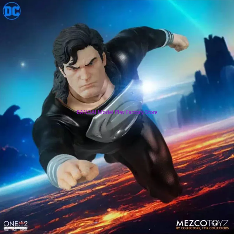 

Original MEZCO TOYZ ONE 12 Superman Returns In Black Combat Clothes In Stock Anime Action Collection Figures Model Toys
