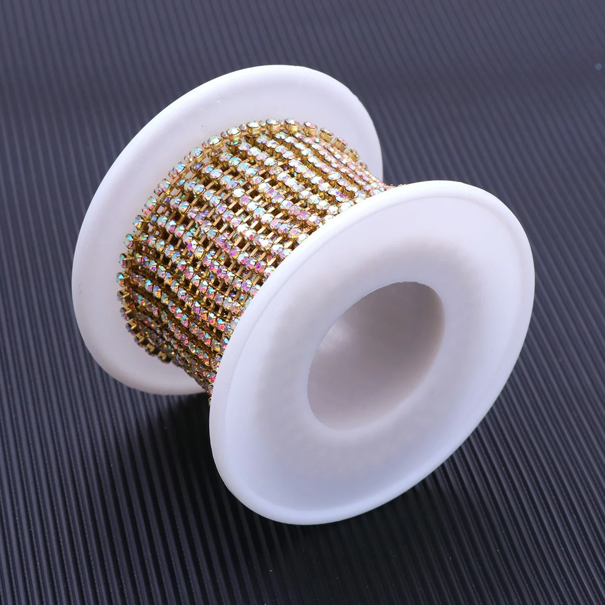 

1 Roll Crystal For Crafts Diy Rhinestone Chain Trim Sewing Decoration Wedding Party Dress Shoe Bag Hat Garment Ab White Gold