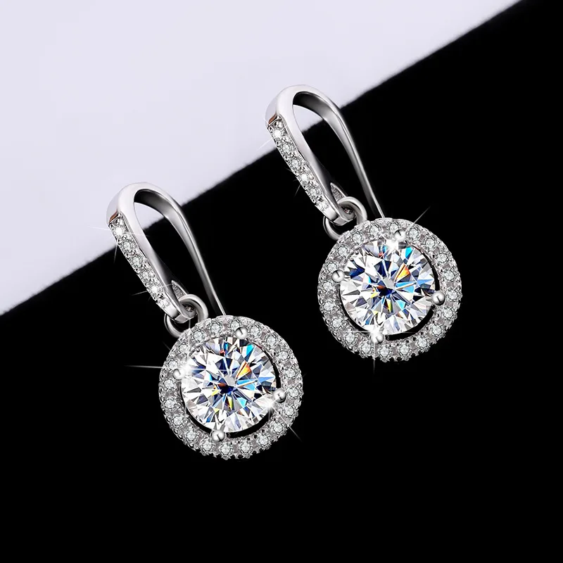 

Ladies Luxury Jewelry 100%S925 Sterling silver exquisite Mossan Fashion earrings party Christmas gift