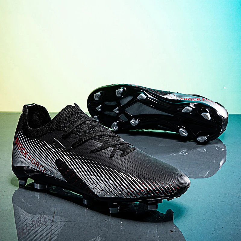 Men's Low Top Soccer Shoes AG Long Spikes Adult Football Shoes Lightweight Professional Athletic Training