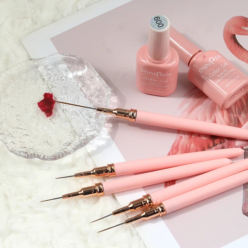 5PCS 7/9/11/15/25mm Nail Art Liner Brushes Kit Nail Gel Polish Brush Set Painting Lines Strips Drawing Nail Design Pen Tool