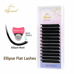 AGUUD 0.15 0.20 B C CC D DD Super Dark Black Ellipse Flat Lashes Extensions Double Split Tip Flat Eyelash Extension Maquiagem Cilia